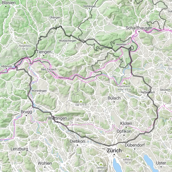 Map miniature of "Swiss-German Panorama Tour" cycling inspiration in Freiburg, Germany. Generated by Tarmacs.app cycling route planner