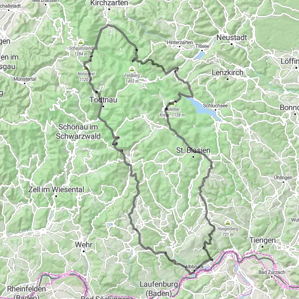 Karten-Miniaturansicht der Radinspiration "Bergische Route in Schwarzwald" in Freiburg, Germany. Erstellt vom Tarmacs.app-Routenplaner für Radtouren