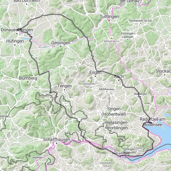 Map miniature of "The Black Forest Adventure" cycling inspiration in Freiburg, Germany. Generated by Tarmacs.app cycling route planner