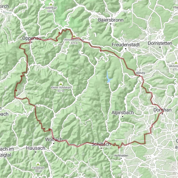Karten-Miniaturansicht der Radinspiration "Gravel-Tour durch den Schwarzwald" in Freiburg, Germany. Erstellt vom Tarmacs.app-Routenplaner für Radtouren
