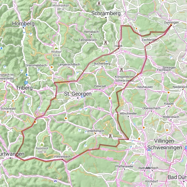 Map miniature of "Eschbronn to Hardt" cycling inspiration in Freiburg, Germany. Generated by Tarmacs.app cycling route planner