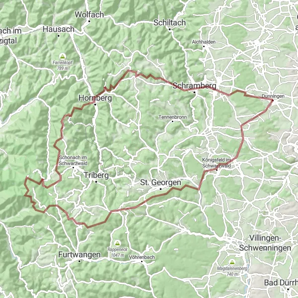Map miniature of "Königsfeld im Schwarzwald to Lauterbach" cycling inspiration in Freiburg, Germany. Generated by Tarmacs.app cycling route planner
