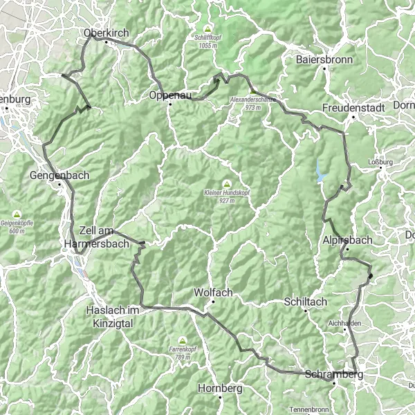 Map miniature of "The Ultimate Black Forest Challenge" cycling inspiration in Freiburg, Germany. Generated by Tarmacs.app cycling route planner