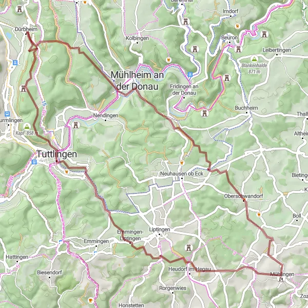 Karten-Miniaturansicht der Radinspiration "Tuttlinger Hügelrunde" in Freiburg, Germany. Erstellt vom Tarmacs.app-Routenplaner für Radtouren