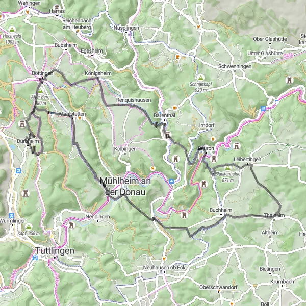 Karten-Miniaturansicht der Radinspiration "Bergige Straßenrunde mit Panoramablick" in Freiburg, Germany. Erstellt vom Tarmacs.app-Routenplaner für Radtouren