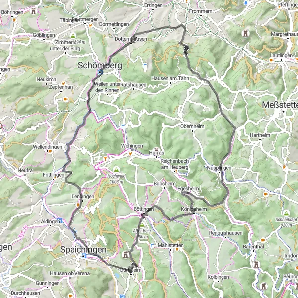 Karten-Miniaturansicht der Radinspiration "Herrliche Schwarzwald-Runde von Dürbheim aus" in Freiburg, Germany. Erstellt vom Tarmacs.app-Routenplaner für Radtouren