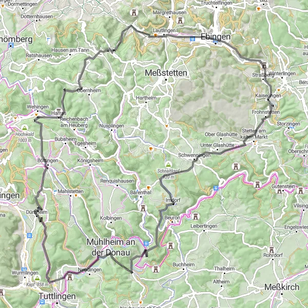 Karten-Miniaturansicht der Radinspiration "Abenteuerliche Strecke durch Oitringen" in Freiburg, Germany. Erstellt vom Tarmacs.app-Routenplaner für Radtouren