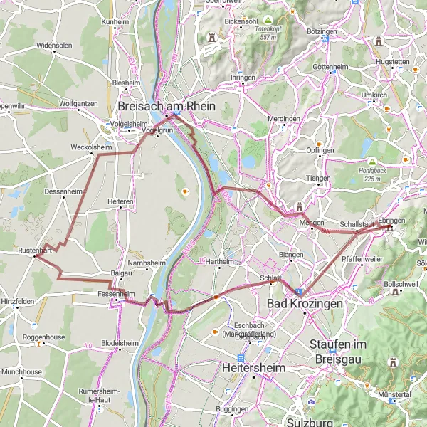 Karten-Miniaturansicht der Radinspiration "Entspannte Fahrradtour durch die Weinberge" in Freiburg, Germany. Erstellt vom Tarmacs.app-Routenplaner für Radtouren