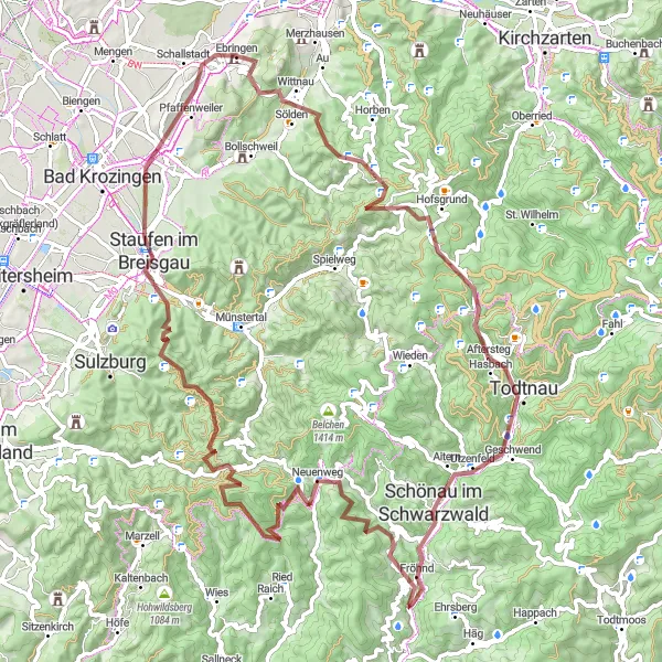 Karten-Miniaturansicht der Radinspiration "Herausfordernde Berglandschaften" in Freiburg, Germany. Erstellt vom Tarmacs.app-Routenplaner für Radtouren
