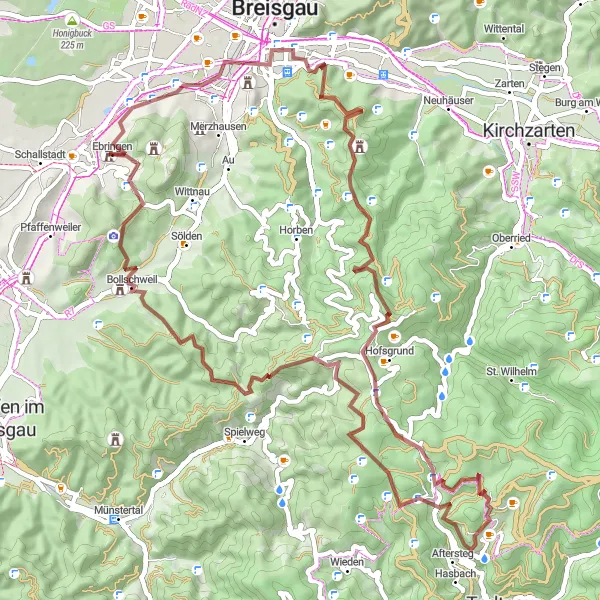 Map miniature of "The Ultimate Gravel Adventure" cycling inspiration in Freiburg, Germany. Generated by Tarmacs.app cycling route planner
