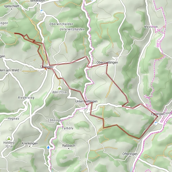 Karten-Miniaturansicht der Radinspiration "Gravel-Spaß in Eggingen" in Freiburg, Germany. Erstellt vom Tarmacs.app-Routenplaner für Radtouren