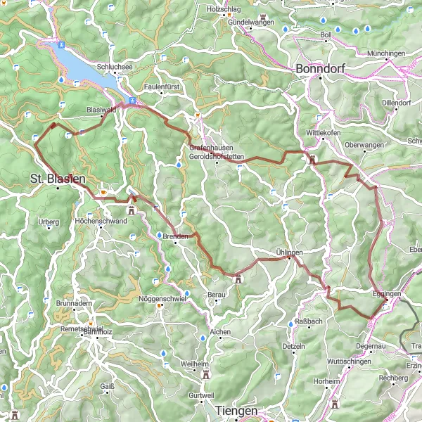 Karten-Miniaturansicht der Radinspiration "Abenteuerliche Gravel-Tour" in Freiburg, Germany. Erstellt vom Tarmacs.app-Routenplaner für Radtouren