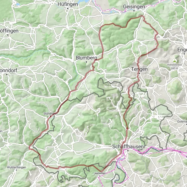Karten-Miniaturansicht der Radinspiration "Gravel Tour durch die Natur und Dörfer" in Freiburg, Germany. Erstellt vom Tarmacs.app-Routenplaner für Radtouren