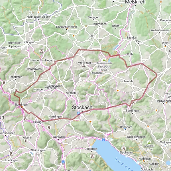 Karten-Miniaturansicht der Radinspiration "Gravelroute um Eigeltingen" in Freiburg, Germany. Erstellt vom Tarmacs.app-Routenplaner für Radtouren