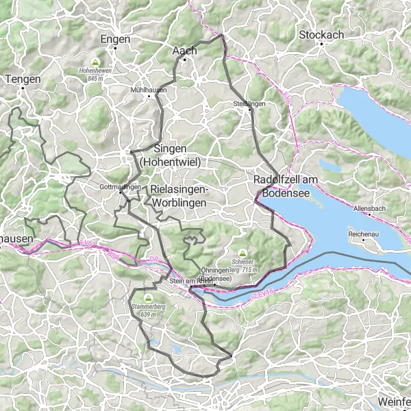 Karten-Miniaturansicht der Radinspiration "Rundkurs Steißlingen - Freiburg" in Freiburg, Germany. Erstellt vom Tarmacs.app-Routenplaner für Radtouren