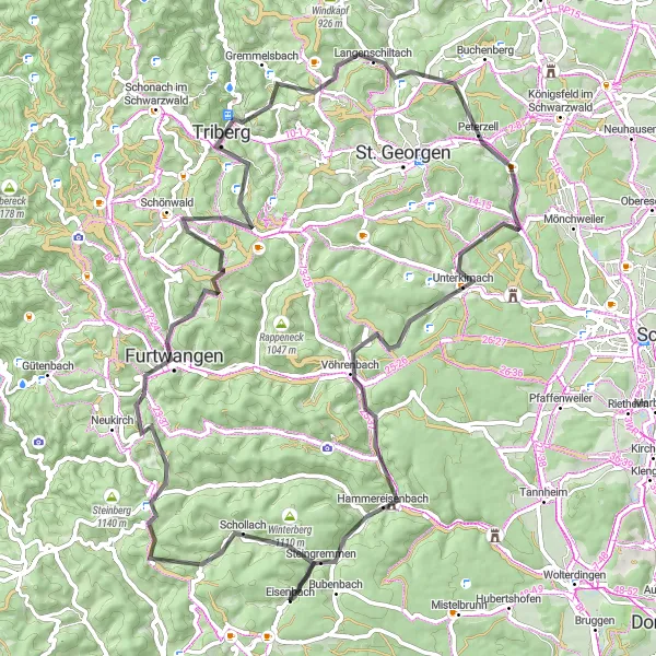 Karten-Miniaturansicht der Radinspiration "Panorama-Rundfahrt durch den Schwarzwald" in Freiburg, Germany. Erstellt vom Tarmacs.app-Routenplaner für Radtouren