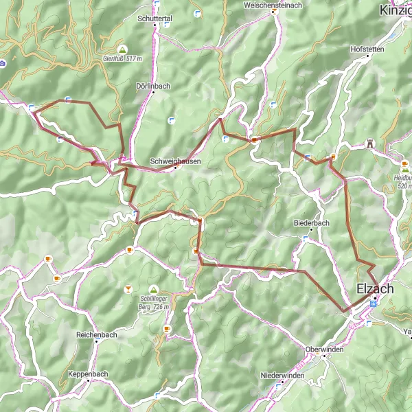 Karten-Miniaturansicht der Radinspiration "Panoramatische Rundtour" in Freiburg, Germany. Erstellt vom Tarmacs.app-Routenplaner für Radtouren