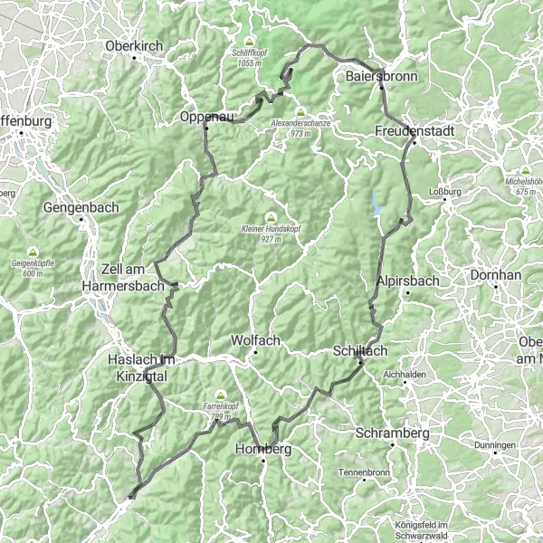 Karten-Miniaturansicht der Radinspiration "Große Schwarzwald-Rundtour" in Freiburg, Germany. Erstellt vom Tarmacs.app-Routenplaner für Radtouren