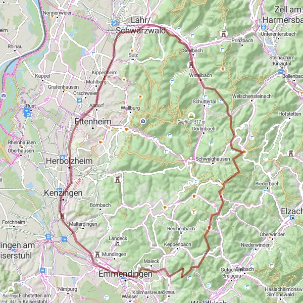Karten-Miniaturansicht der Radinspiration "Schwarzwald Gravel Abenteuer" in Freiburg, Germany. Erstellt vom Tarmacs.app-Routenplaner für Radtouren