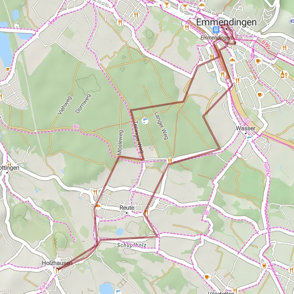 Map miniature of "Emmendingen Loop" cycling inspiration in Freiburg, Germany. Generated by Tarmacs.app cycling route planner