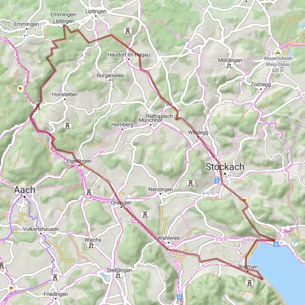 Map miniature of "Zizenhausen Adventure" cycling inspiration in Freiburg, Germany. Generated by Tarmacs.app cycling route planner