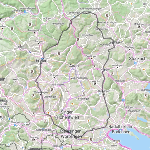Map miniature of "Rorgenwies Tour" cycling inspiration in Freiburg, Germany. Generated by Tarmacs.app cycling route planner