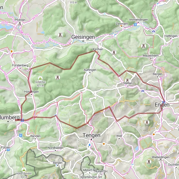 Karten-Miniaturansicht der Radinspiration "Die Rhein-Donau-Wasserscheide Tour" in Freiburg, Germany. Erstellt vom Tarmacs.app-Routenplaner für Radtouren