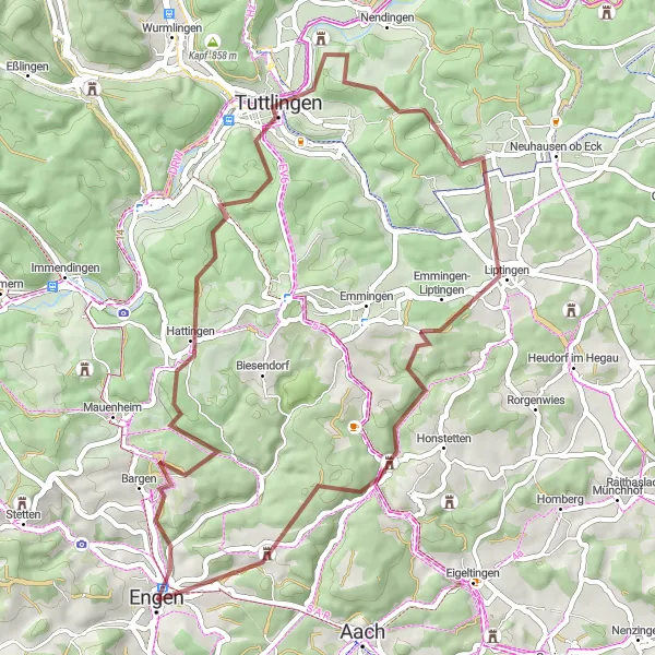 Karten-Miniaturansicht der Radinspiration "Die Donau-Rhein-Wasserscheide Tour" in Freiburg, Germany. Erstellt vom Tarmacs.app-Routenplaner für Radtouren
