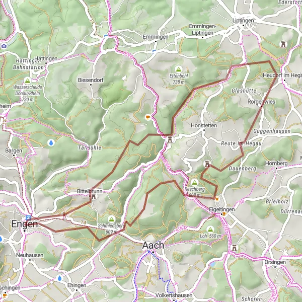 Karten-Miniaturansicht der Radinspiration "Hegauutour" in Freiburg, Germany. Erstellt vom Tarmacs.app-Routenplaner für Radtouren
