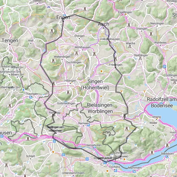 Karten-Miniaturansicht der Radinspiration "Rheintour" in Freiburg, Germany. Erstellt vom Tarmacs.app-Routenplaner für Radtouren