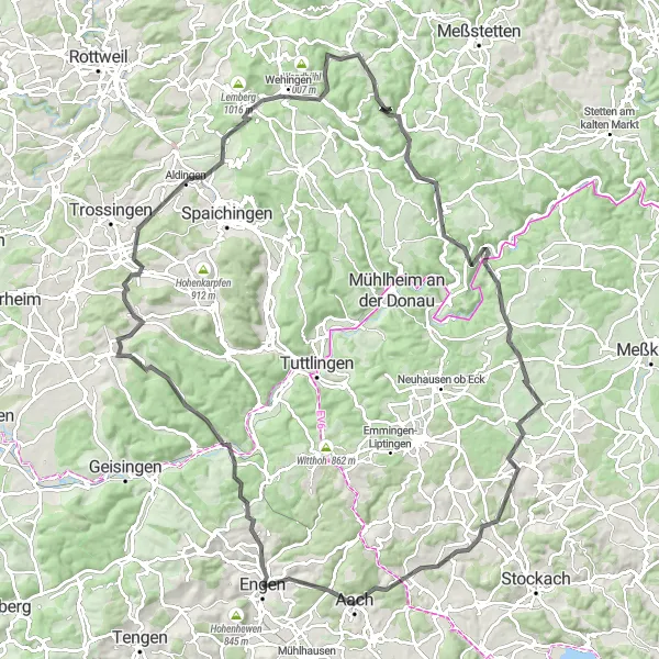 Karten-Miniaturansicht der Radinspiration "Hohenzollernradweg" in Freiburg, Germany. Erstellt vom Tarmacs.app-Routenplaner für Radtouren