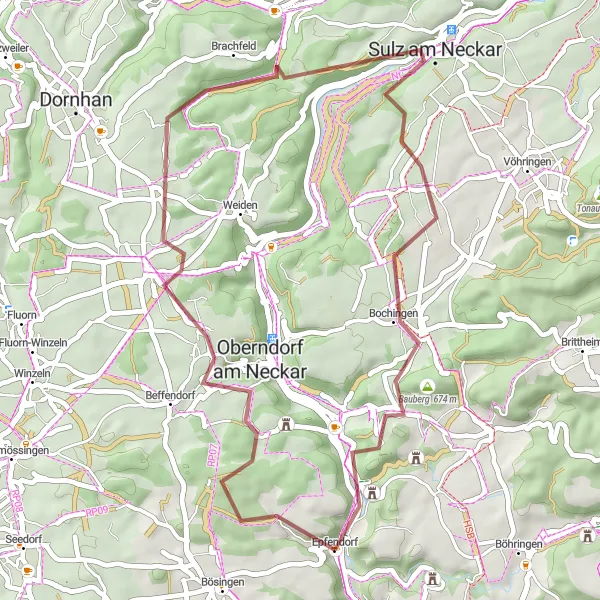 Karten-Miniaturansicht der Radinspiration "Gravel-Entdeckungstour an der Neckar" in Freiburg, Germany. Erstellt vom Tarmacs.app-Routenplaner für Radtouren