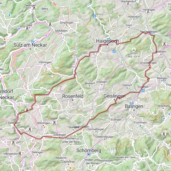 Karten-Miniaturansicht der Radinspiration "Rund um Epfendorf" in Freiburg, Germany. Erstellt vom Tarmacs.app-Routenplaner für Radtouren