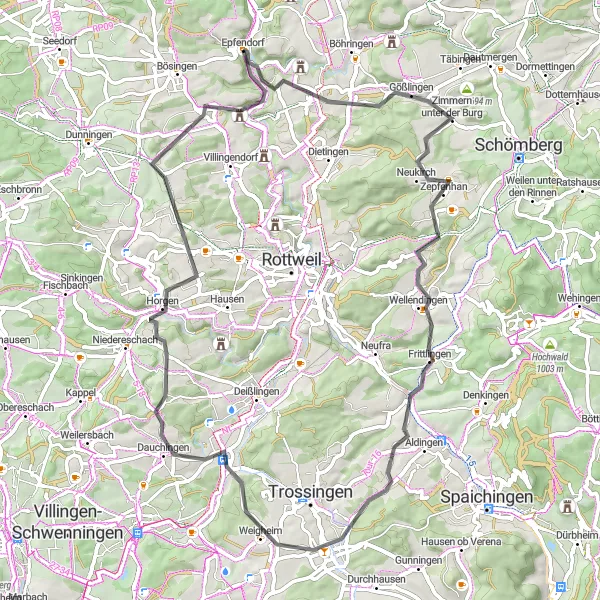 Karten-Miniaturansicht der Radinspiration "Die Burgentour im Schwarzwald" in Freiburg, Germany. Erstellt vom Tarmacs.app-Routenplaner für Radtouren