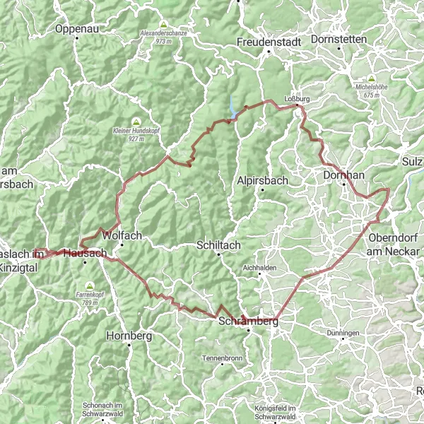Map miniature of "Ultimate Gravel Challenge of Fischerbach" cycling inspiration in Freiburg, Germany. Generated by Tarmacs.app cycling route planner