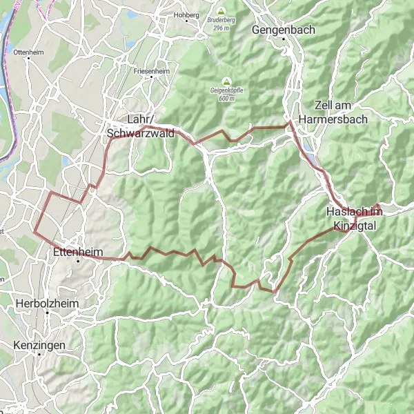 Karten-Miniaturansicht der Radinspiration "Rundstrecke ab Fischerbach über Haslach im Kinzigtal" in Freiburg, Germany. Erstellt vom Tarmacs.app-Routenplaner für Radtouren