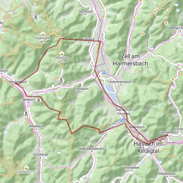 Karten-Miniaturansicht der Radinspiration "Gravel-Radtour: Rund um Fischerbach" in Freiburg, Germany. Erstellt vom Tarmacs.app-Routenplaner für Radtouren