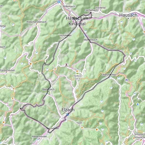 Karten-Miniaturansicht der Radinspiration "Fischerbach Rundweg" in Freiburg, Germany. Erstellt vom Tarmacs.app-Routenplaner für Radtouren