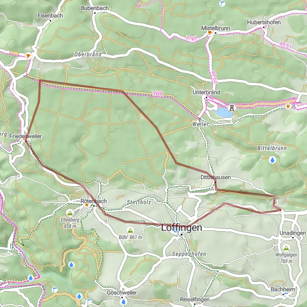 Karten-Miniaturansicht der Radinspiration "Natur-Entdecker-Gravel-Tour" in Freiburg, Germany. Erstellt vom Tarmacs.app-Routenplaner für Radtouren
