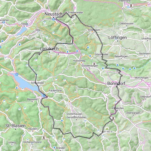 Karten-Miniaturansicht der Radinspiration "Schwarzwald-Highlights am Wegesrand" in Freiburg, Germany. Erstellt vom Tarmacs.app-Routenplaner für Radtouren
