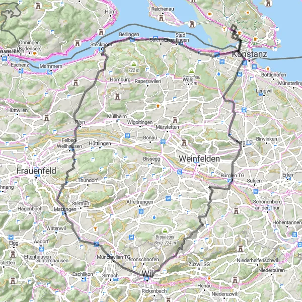 Map miniature of "Fürstenberg Road Challenge" cycling inspiration in Freiburg, Germany. Generated by Tarmacs.app cycling route planner