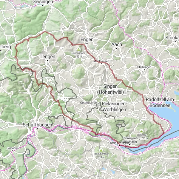 Karten-Miniaturansicht der Radinspiration "Gravel-Tour von Gaienhofen nach Gailingen am Hochrhein" in Freiburg, Germany. Erstellt vom Tarmacs.app-Routenplaner für Radtouren