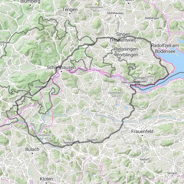Map miniature of "Historic Village Exploration" cycling inspiration in Freiburg, Germany. Generated by Tarmacs.app cycling route planner