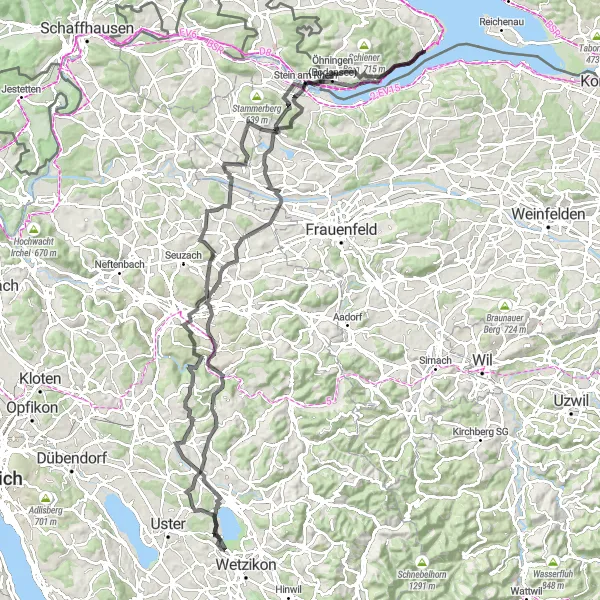 Map miniature of "The Lake Castles Tour" cycling inspiration in Freiburg, Germany. Generated by Tarmacs.app cycling route planner