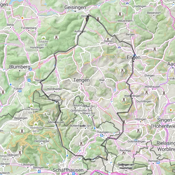 Map miniature of "The Rhine Valley Adventure" cycling inspiration in Freiburg, Germany. Generated by Tarmacs.app cycling route planner