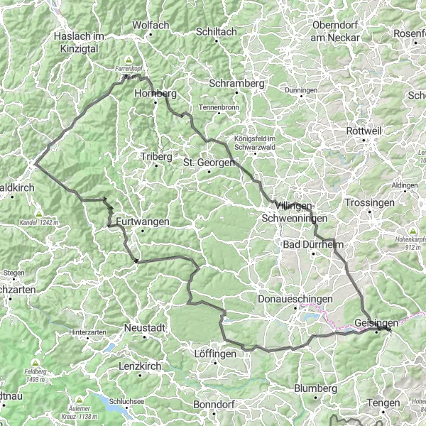 Map miniature of "The Black Forest Experience" cycling inspiration in Freiburg, Germany. Generated by Tarmacs.app cycling route planner