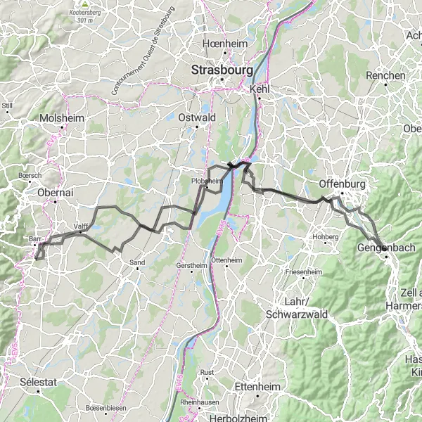 Map miniature of "Southern Black Forest Loop" cycling inspiration in Freiburg, Germany. Generated by Tarmacs.app cycling route planner