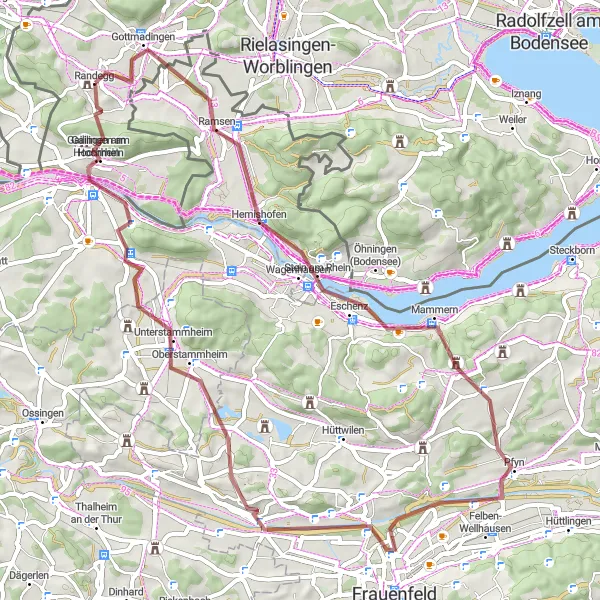 Map miniature of "Scenic Gravel Escape" cycling inspiration in Freiburg, Germany. Generated by Tarmacs.app cycling route planner