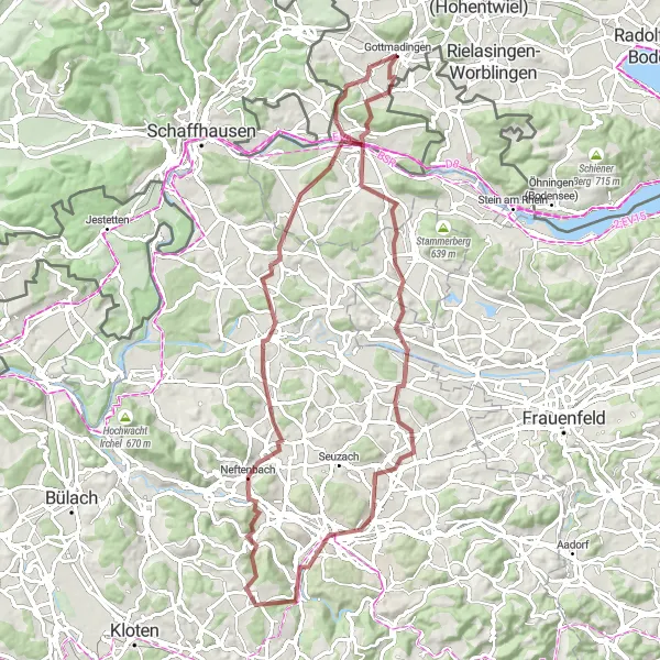 Karten-Miniaturansicht der Radinspiration "Gravelabenteuer durch malerische Landschaften" in Freiburg, Germany. Erstellt vom Tarmacs.app-Routenplaner für Radtouren