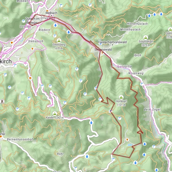 Karten-Miniaturansicht der Radinspiration "Gravelabenteuer durch den Schwarzwald" in Freiburg, Germany. Erstellt vom Tarmacs.app-Routenplaner für Radtouren